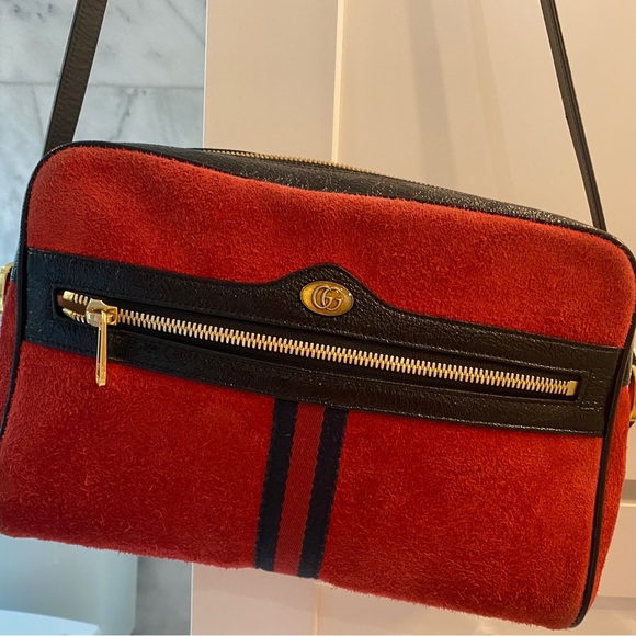 Gucci Red Suede Ophidia shoulder bag - Picture 4 of 16